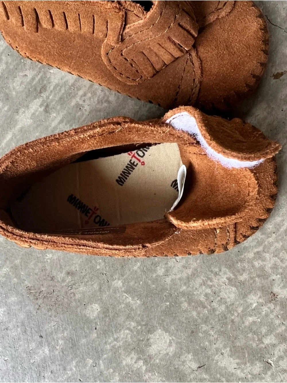 Minnetonka Kids Brown Suede Fringe Moccasins